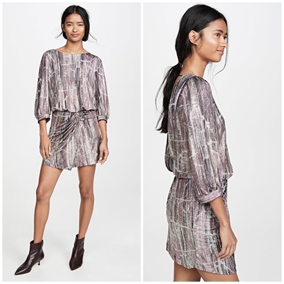 NWT BA&SH Salina Lady Metallic Silver Gray Open Back Party Dress Sz XS - Picture 3 of 15